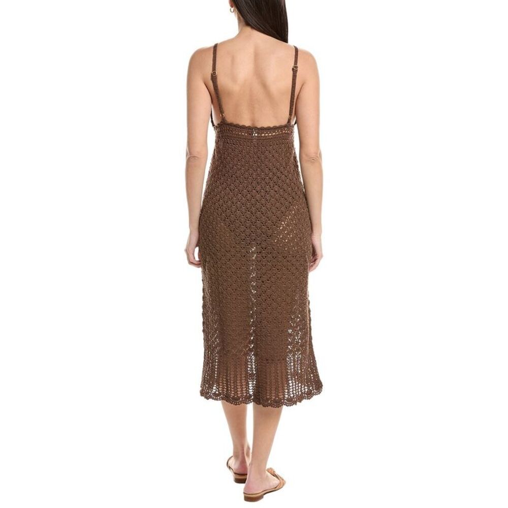 Helen Jon Womens Claudia Crochet Midi Dress, Brown - Picture 2 of 3